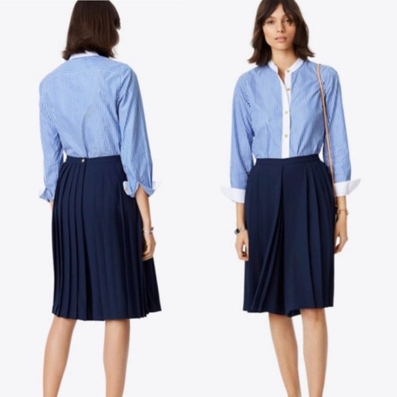 Tory Burch Faye Navy Pleated Culottes